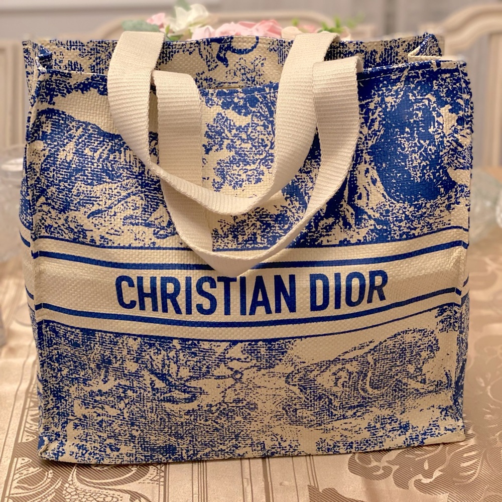 Christian Dior straw tote